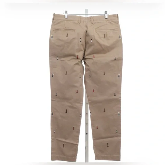 J. Crew 770 Khaki Chinos with Embroidered Lighthouses Size:33/30